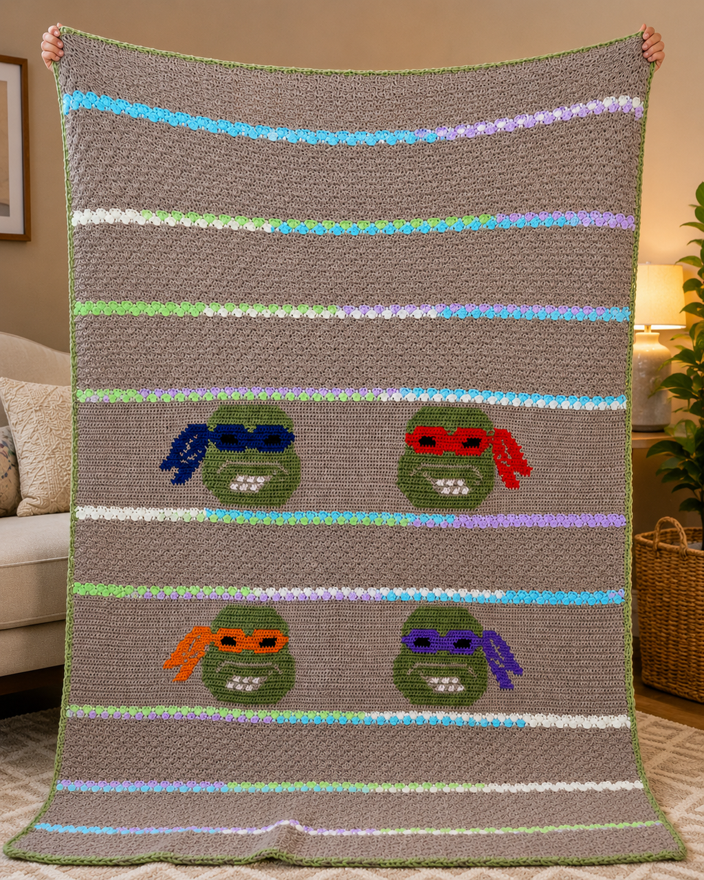 Ninja Turtle Hand Woven Blanket