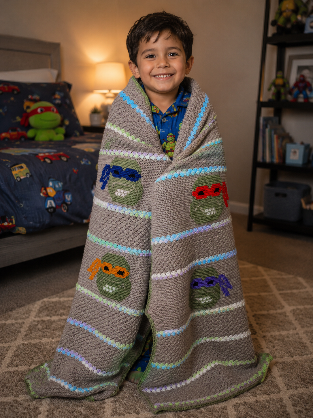 Ninja Turtle Hand Woven Blanket